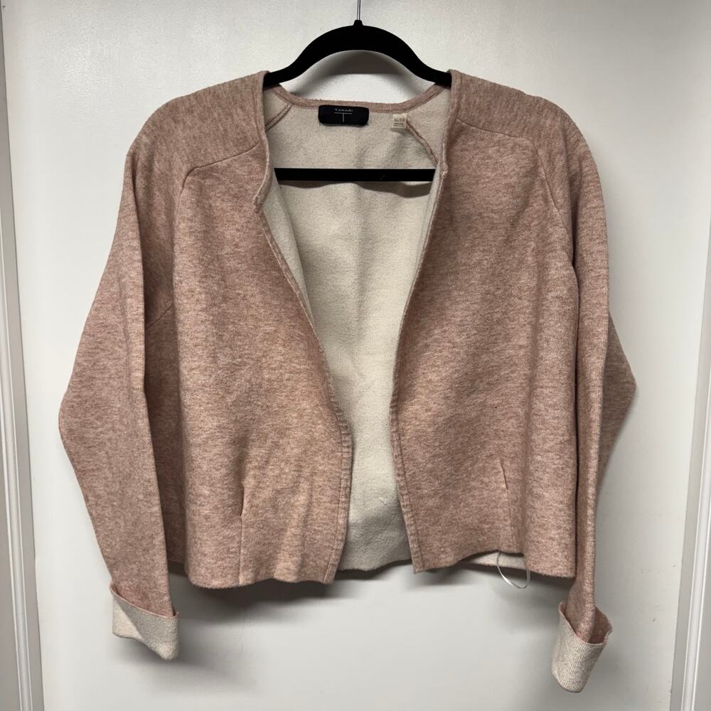 T Tahari Womens Blush Pink Cardigan Sweater Jacket Open Front Size XL Work